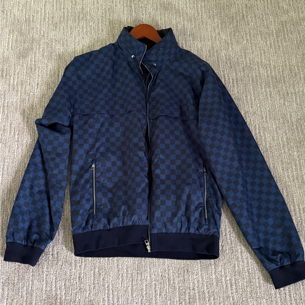 Louis Vuitton Blue and Black Windbreaker with Stand-Up Collar